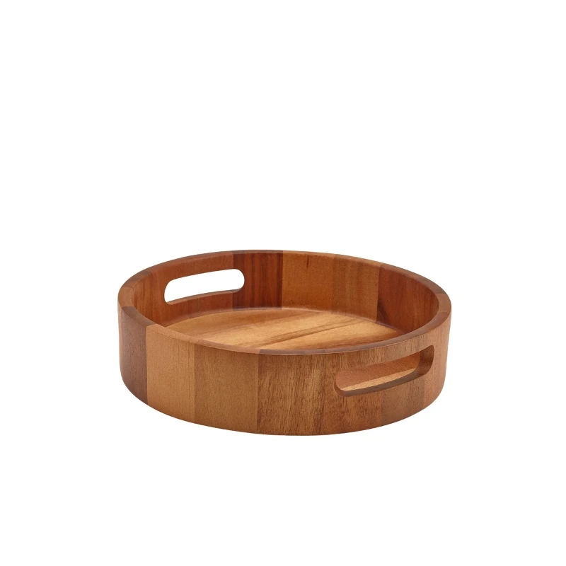 GenWare Acacia Wood Rund serveringsbakke 25 cm WRST25 by Genware color Sort