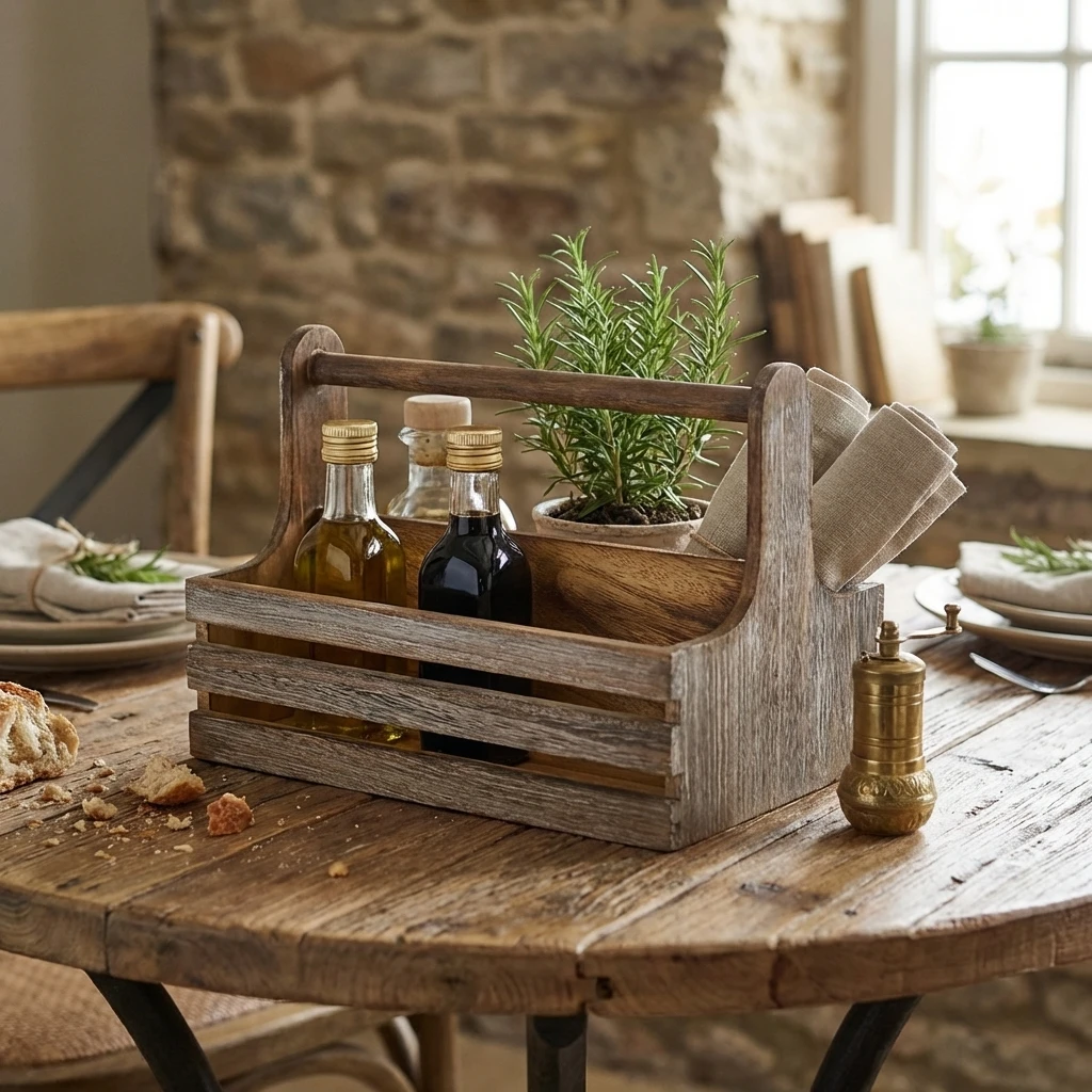 Rustic Wooden Table Caddy RWTC by Genware color Sort
