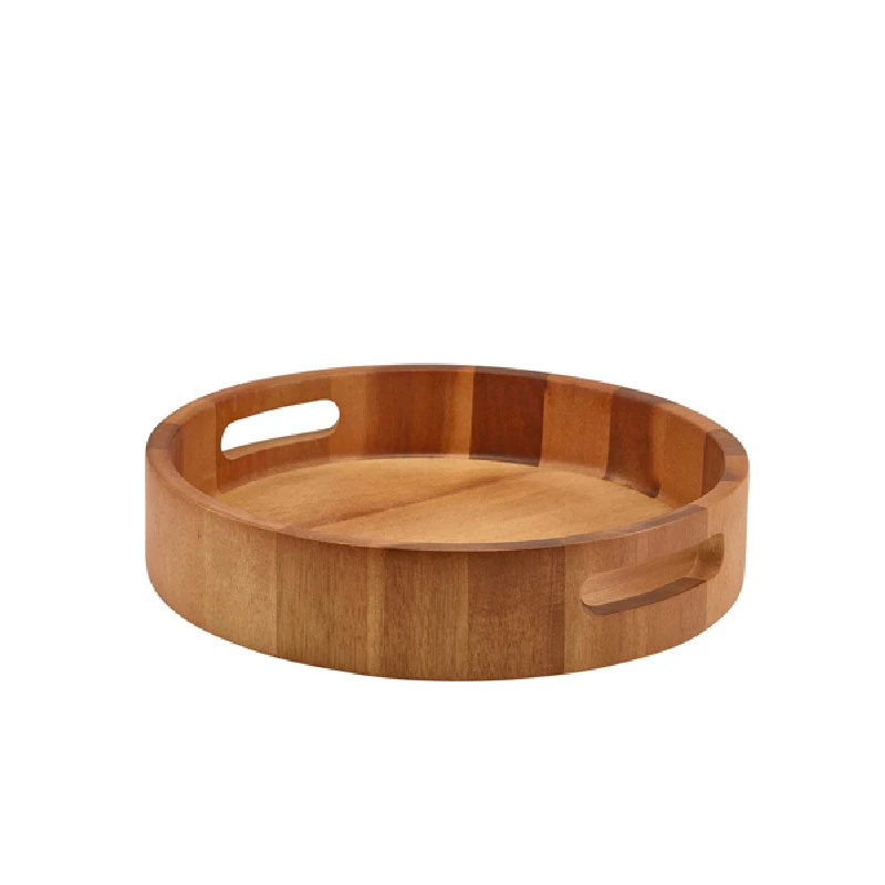 GenWare Acacia Wood Rund serveringsbakke 30 cm WRST30 by Genware color Sort