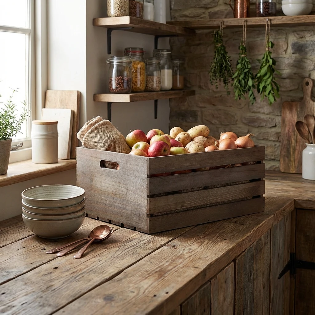 Genware Dark Rustic Trækasse 41 x 30 x 18 cm WDC-4130D by Genware color Sort