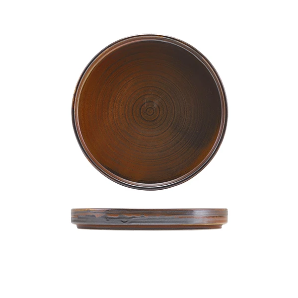 Terra Porcelain Rustic Kobber lav præsentationsplade 18 cm LP-PRC18 by Genware color Sort