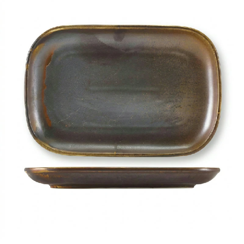 Terra Porcelain Rustic Kobberrektangulær plade 29 x 19,5 cm RP-PRC29 by Genware color Sort