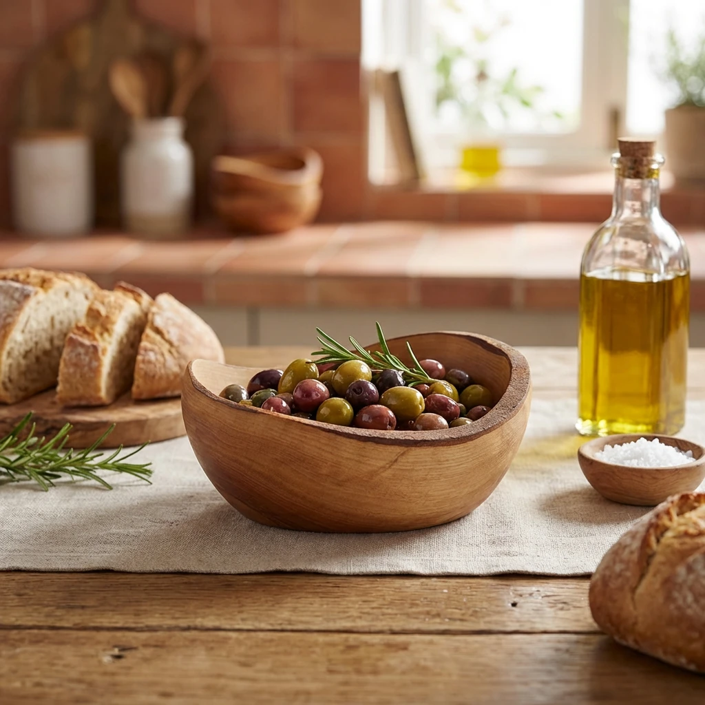 GenWare Olive Wood Rustik skål 13 cm OWRB13 by Genware color Sort