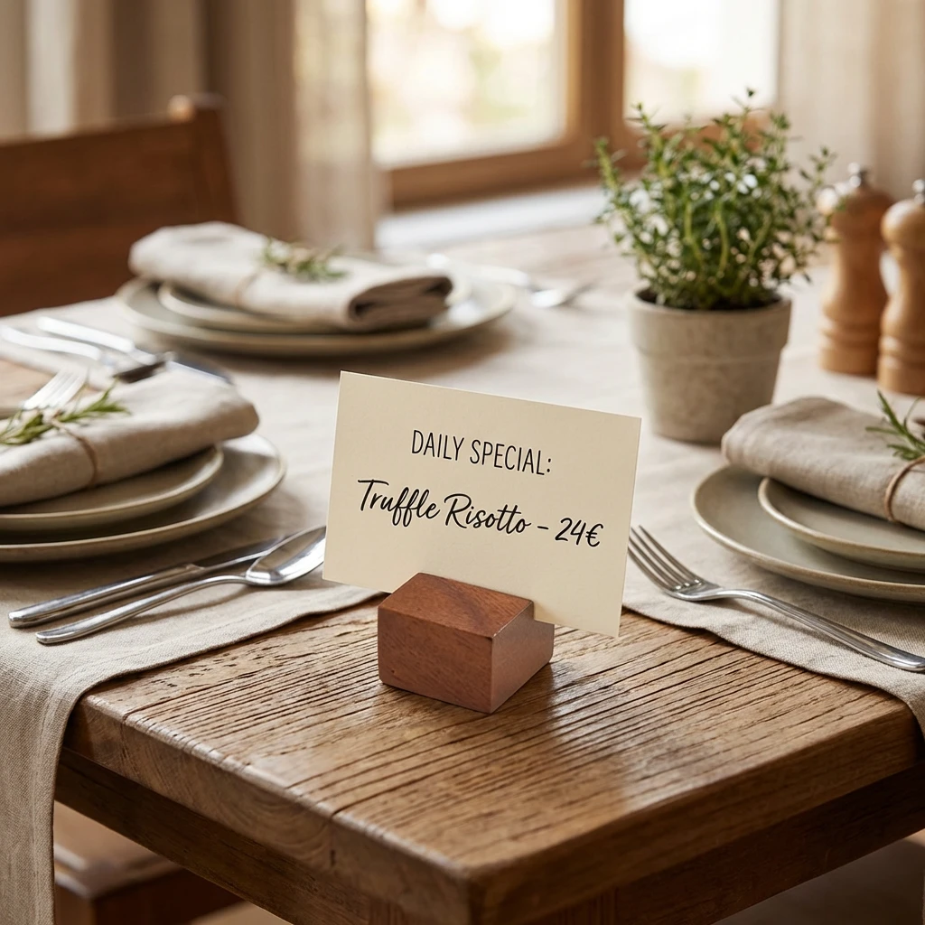 Acacia Wood Sign Holder 3 x 3 x 2 cm WSH32 by Genware color Sort