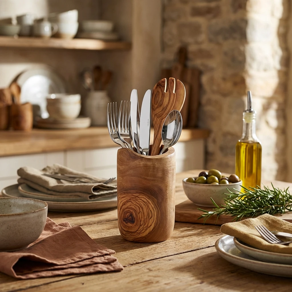 GenWare Olive Wood Rustik Bestikholder OWRCH by Genware color Sort