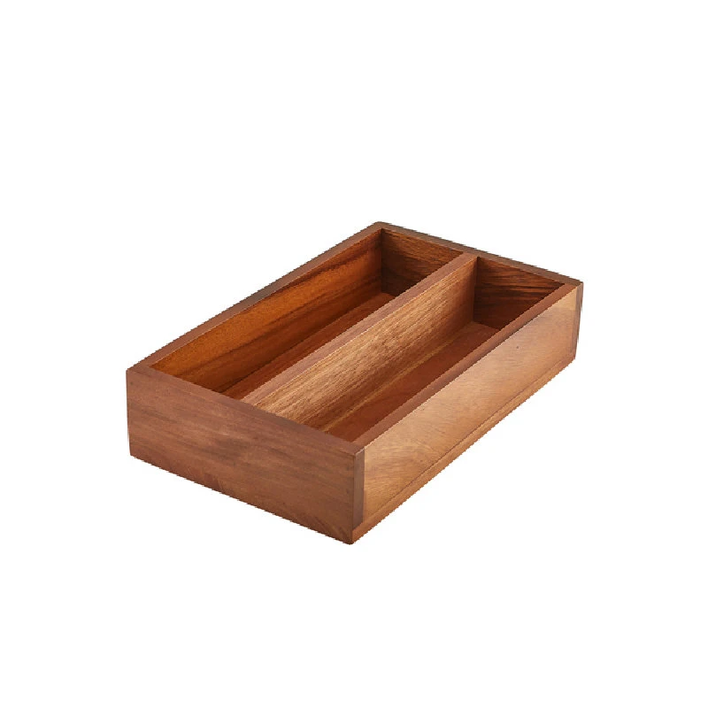 GenWare Acacia Wood Bestikbakke med 2 rum WDCT-2 by Genware color Sort