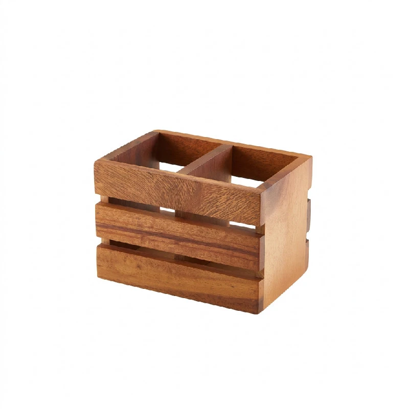 GenWare Acacia Wood Bestikholder med 2 rum WDCB-2 by Genware color Sort