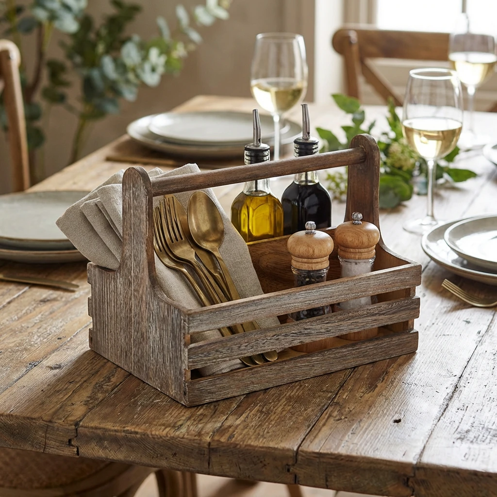 Medium Rustic Wooden Bordetilbehør RWTC-M by Genware color Sort