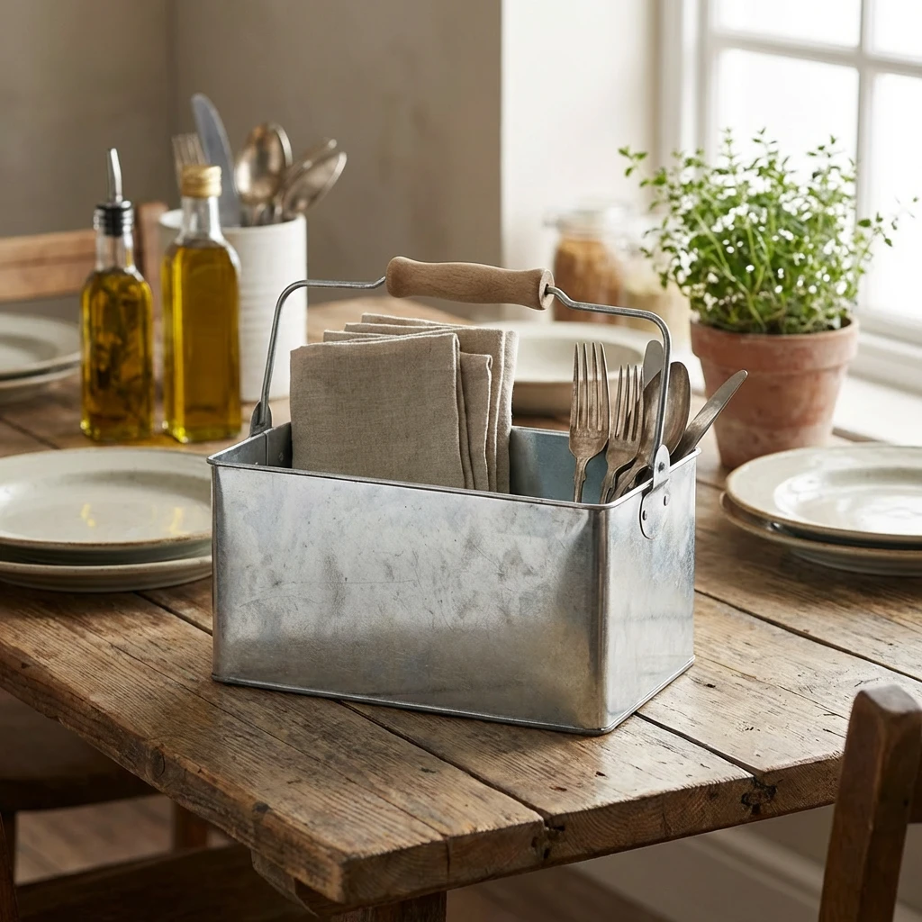 Galvanised Steel Rectangular Bordstander 24,5x15,5x12,5 cm GSTC2415 by Genware color Sort