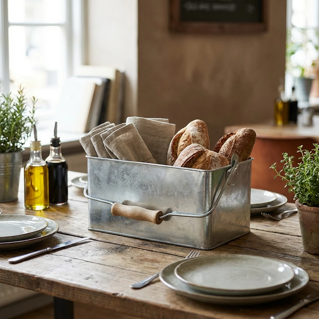 Galvanised Steel Rectangular Bordstander 24,5x15,5x12,5 cm GSTC2415 by Genware color Sort