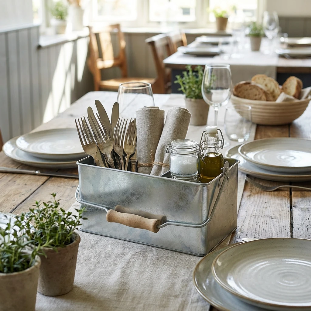 Galvanised Steel Rectangular Bordstander 24,5x15,5x12,5 cm GSTC2415 by Genware color Sort