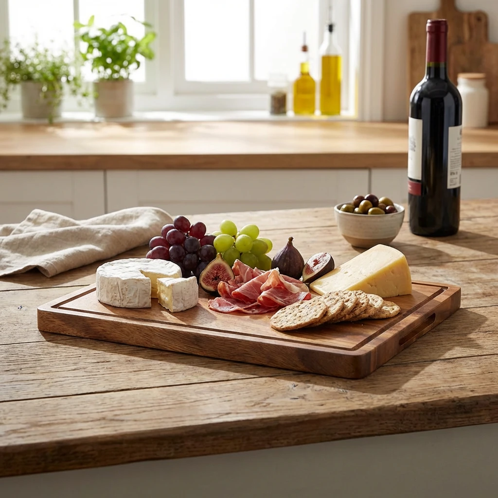 Genware Acacia Wood Serveringsbræt 34 x 22 x 2 cm WSB3422 by Genware color Sort