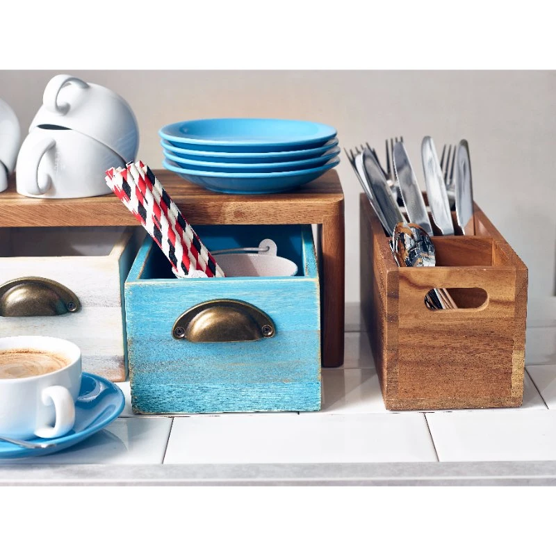 GenWare Acacia Wood Bestikboks med 3 rum WDCB-3 by Genware color Sort
