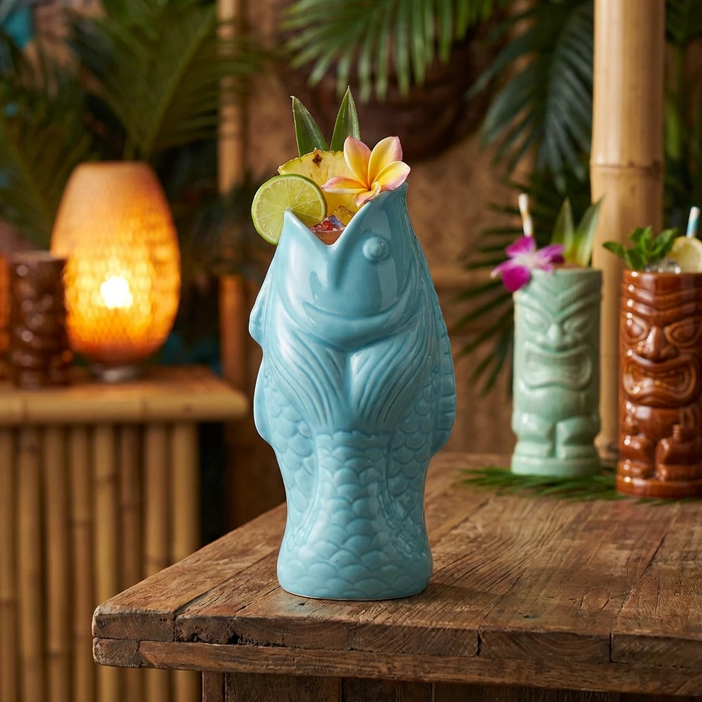 GenWare Blue Fish Tiki-krus 38 cl / 13,4 oz FSH380BL by Genware color Sort