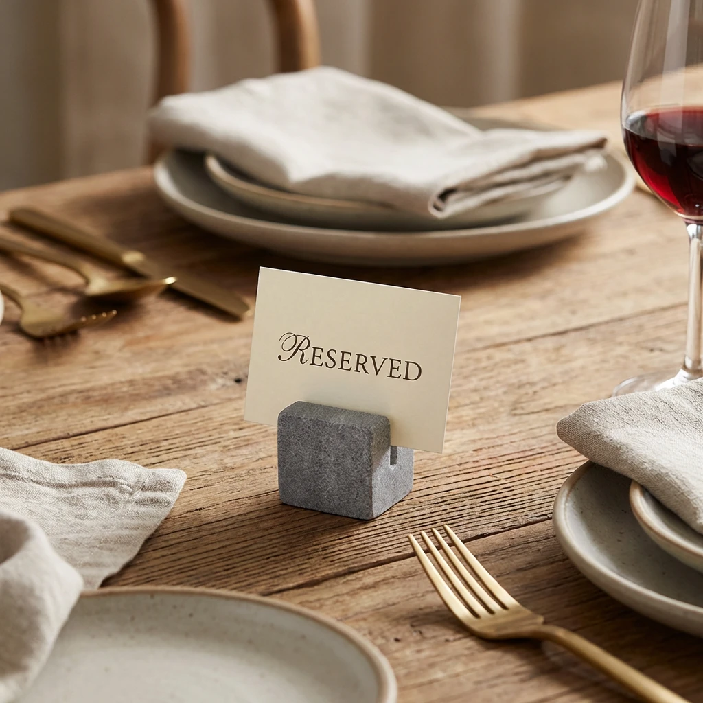 Grey Marble Sign Holder 3 x 2,5 x 2,5 cm MSH3G by Genware color Sort