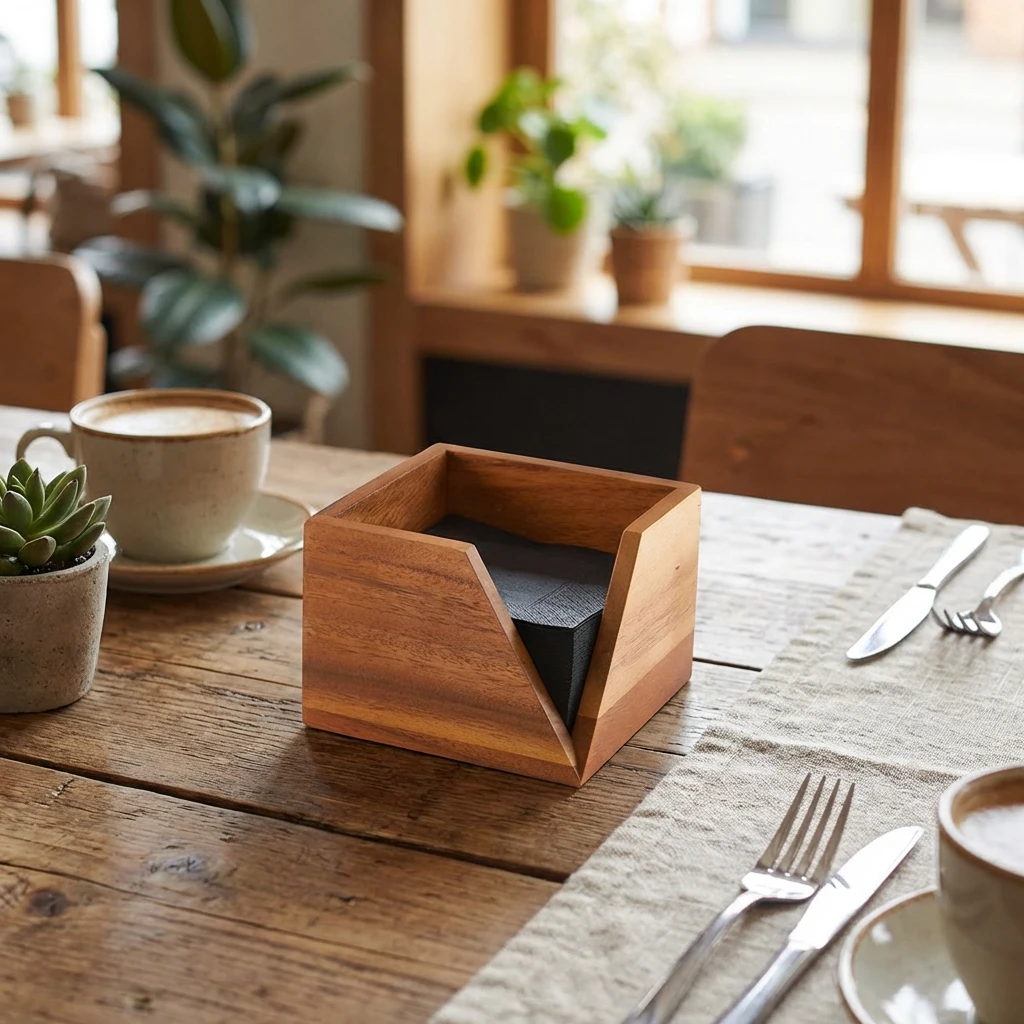 GenWare Acacia Wood Servietholder 14 x 10 cm WDSH14 by Genware color Sort