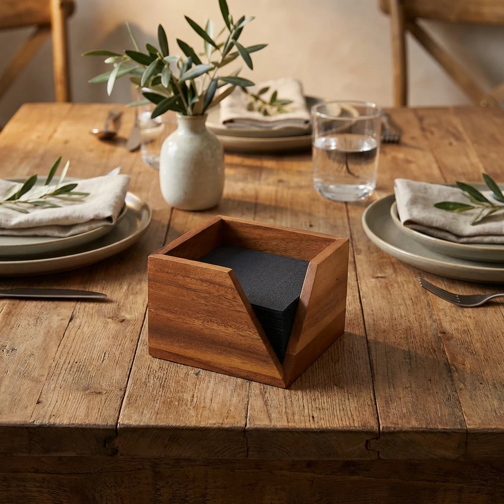 GenWare Acacia Wood Servietholder 14 x 10 cm WDSH14 by Genware color Sort