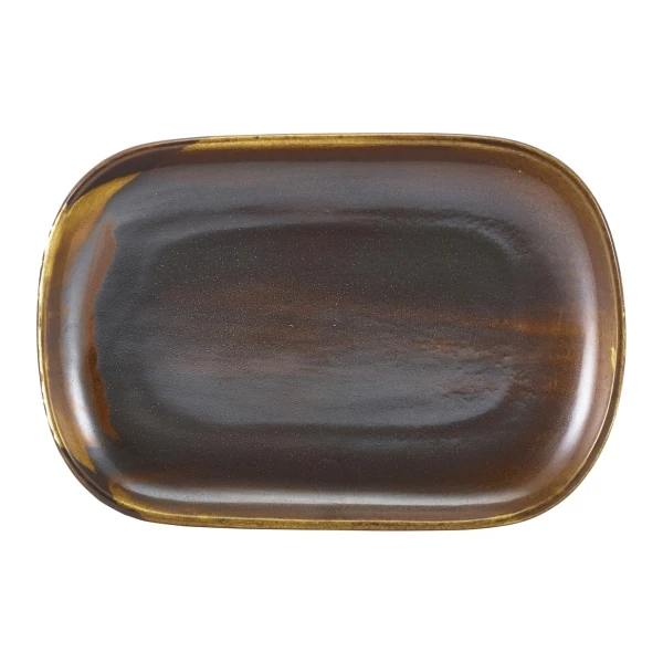 Terra Porcelain Rustic Kobber rektangulær plade 24 x 16,5 cm RP-PRC24 by Genware color Sort