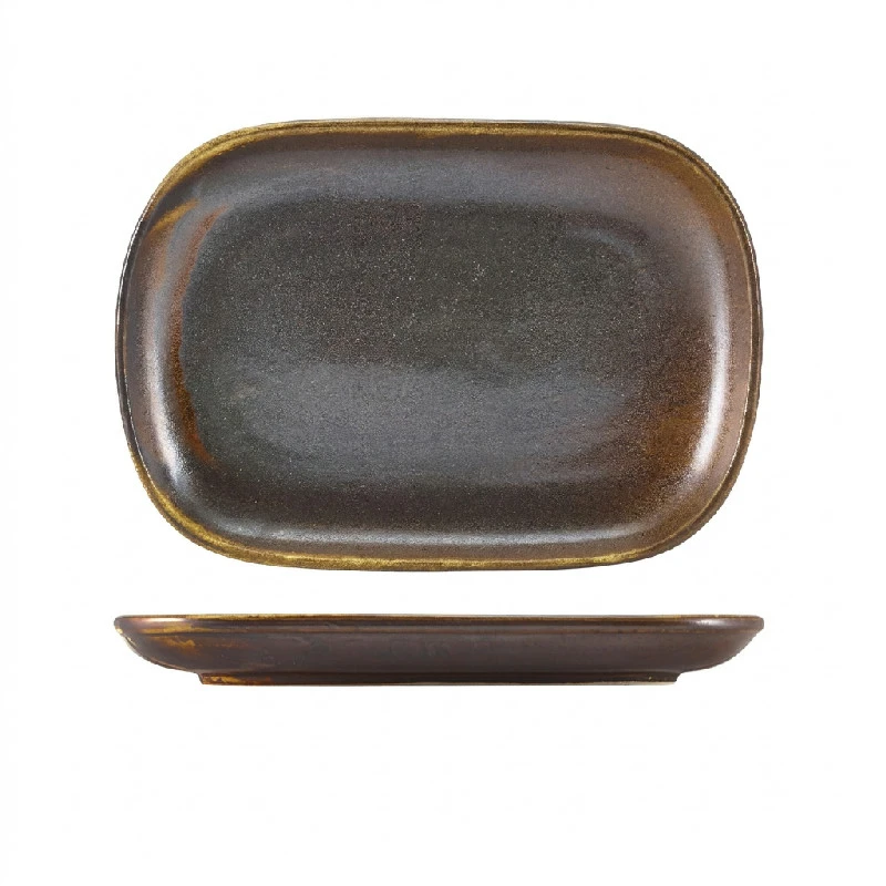 Terra Porcelain Rustic Kobber rektangulær plade 24 x 16,5 cm RP-PRC24 by Genware color Sort