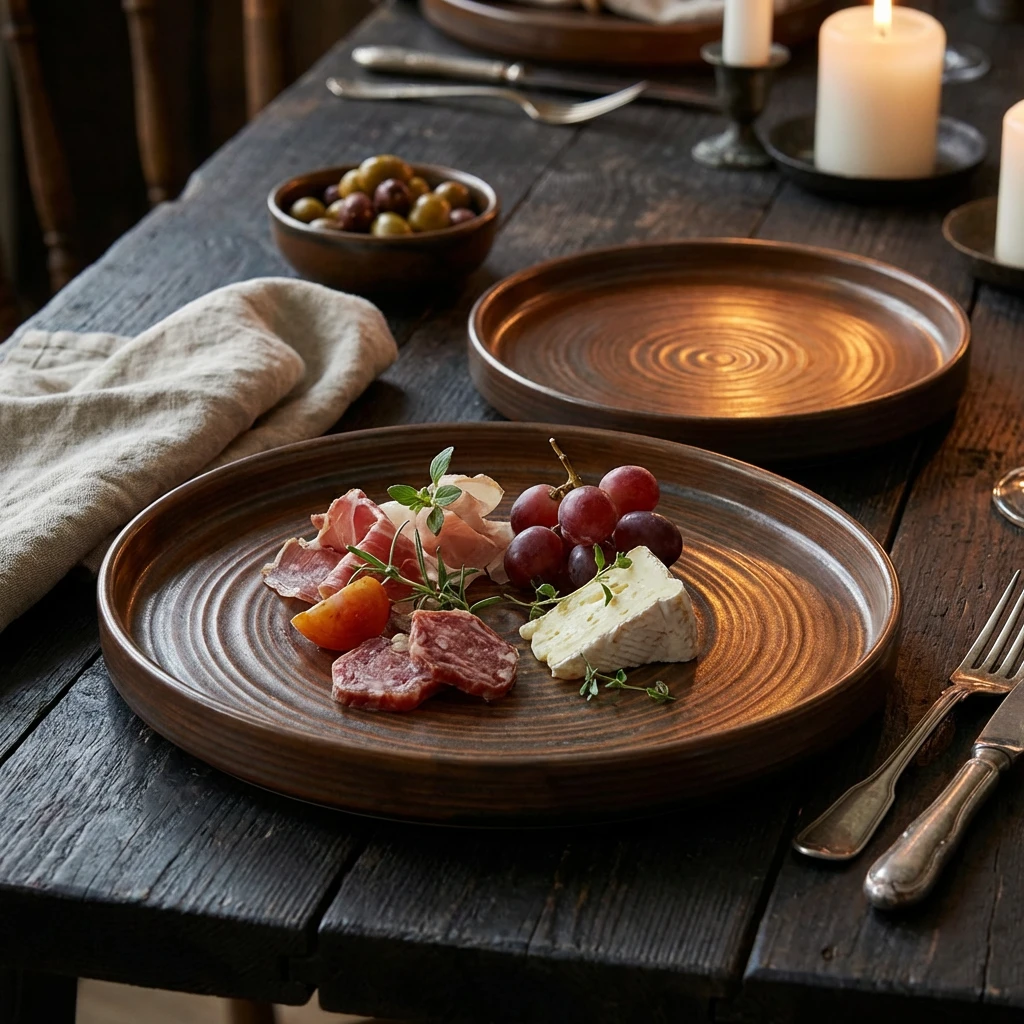 Terra Porcelain Rustic Kobber præsentationsfad 20,5 cm PR-PRC21 by Genware color Sort