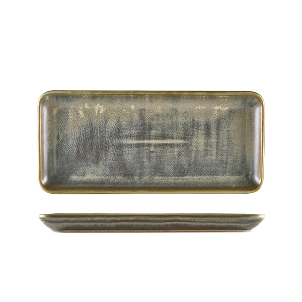Terra Porcelain Matt Grå smalt rektangulært fad 31 x 14 cm NR-PMG30 by Genware color Sort
