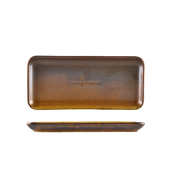 Terra Porcelain Rustic Kobber Smal Rektangulær Fad 27 x 12,5 cm NR-PRC27 by Genware color Sort