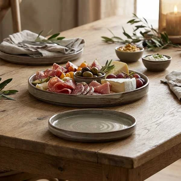 Terra Porcelain Grey Lav præsentationsfad 21 cm LP-PG21 by Genware color Sort