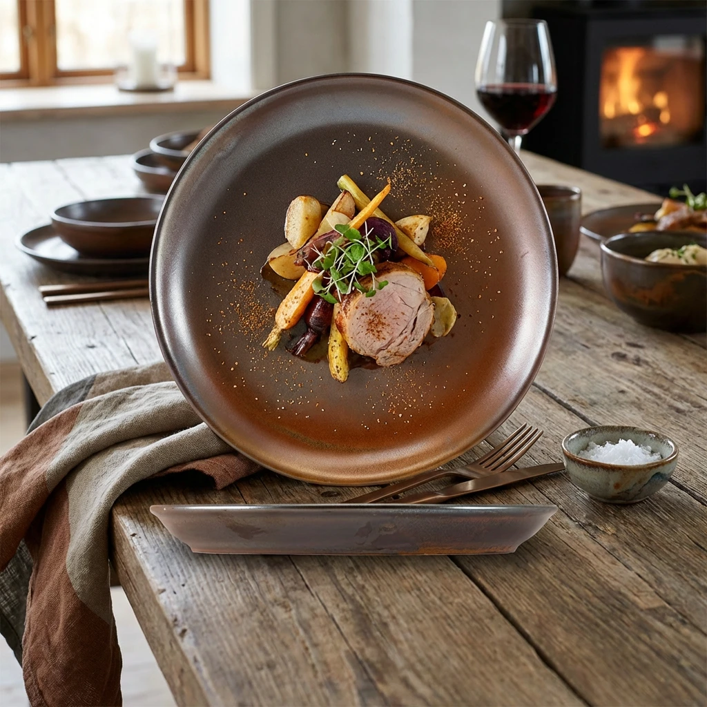 Terra Porcelain Rustic Kobber Coupe-tallerken 24 cm CP-PRC24 by Genware color Sort