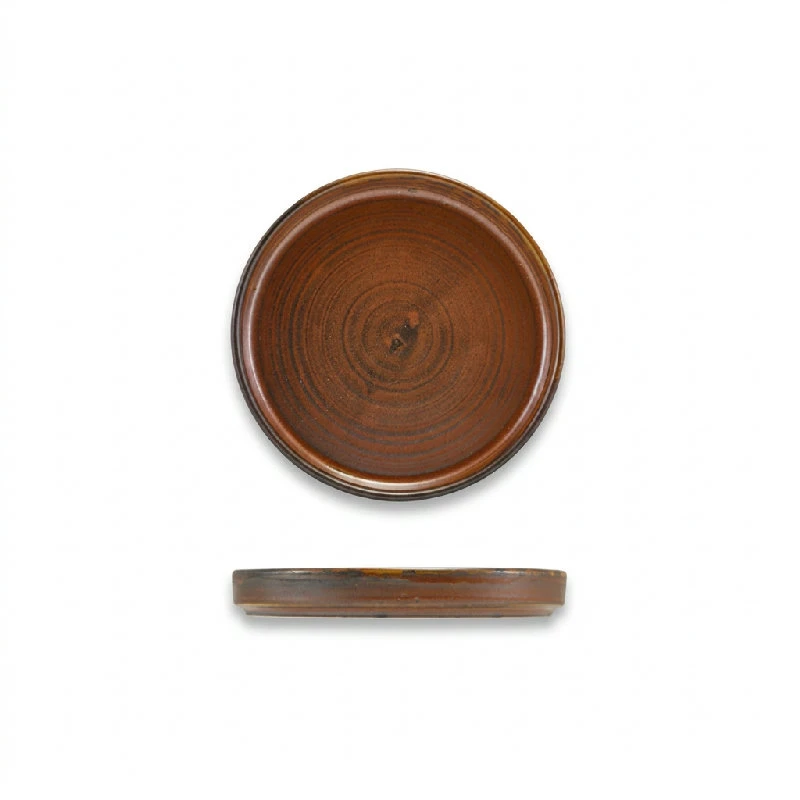 Terra Porcelain Rustic Kobber lav præsentationsplade 14 cm LP-PRC14 by Genware color Sort