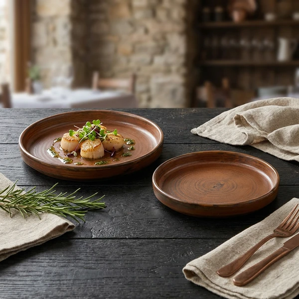 Terra Porcelain Rustic Kobber lav præsentationsplade 14 cm LP-PRC14 by Genware color Sort