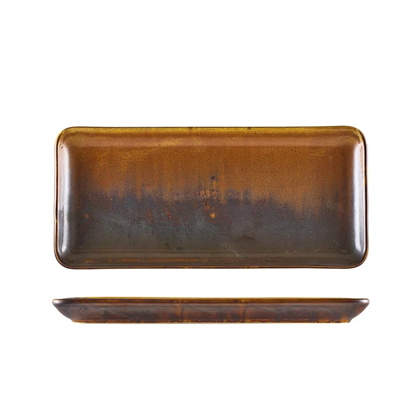 Terra Porcelain Rustic Kobber Smal Rektangulær Fad 31 x 14 cm NR-PRC30 by Genware color Sort