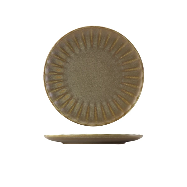 Terra Porcelain Matt Grå tallerken med bølget kant, 23,4 cm CP-SMG23 by Genware color Sort