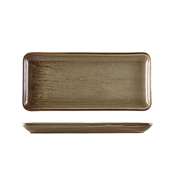 Terra Porcelain Grey smalt rektangulært fad 31 x 14 cm NR-PG30 by Genware color Sort