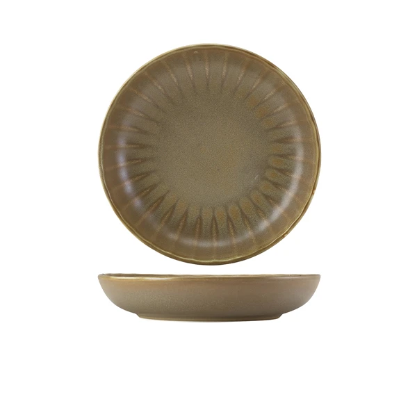 Terra Porcelain Matt Grå skålsformet skål med bølget kant 22,8 cm CB-SMG23 by Genware color Sort