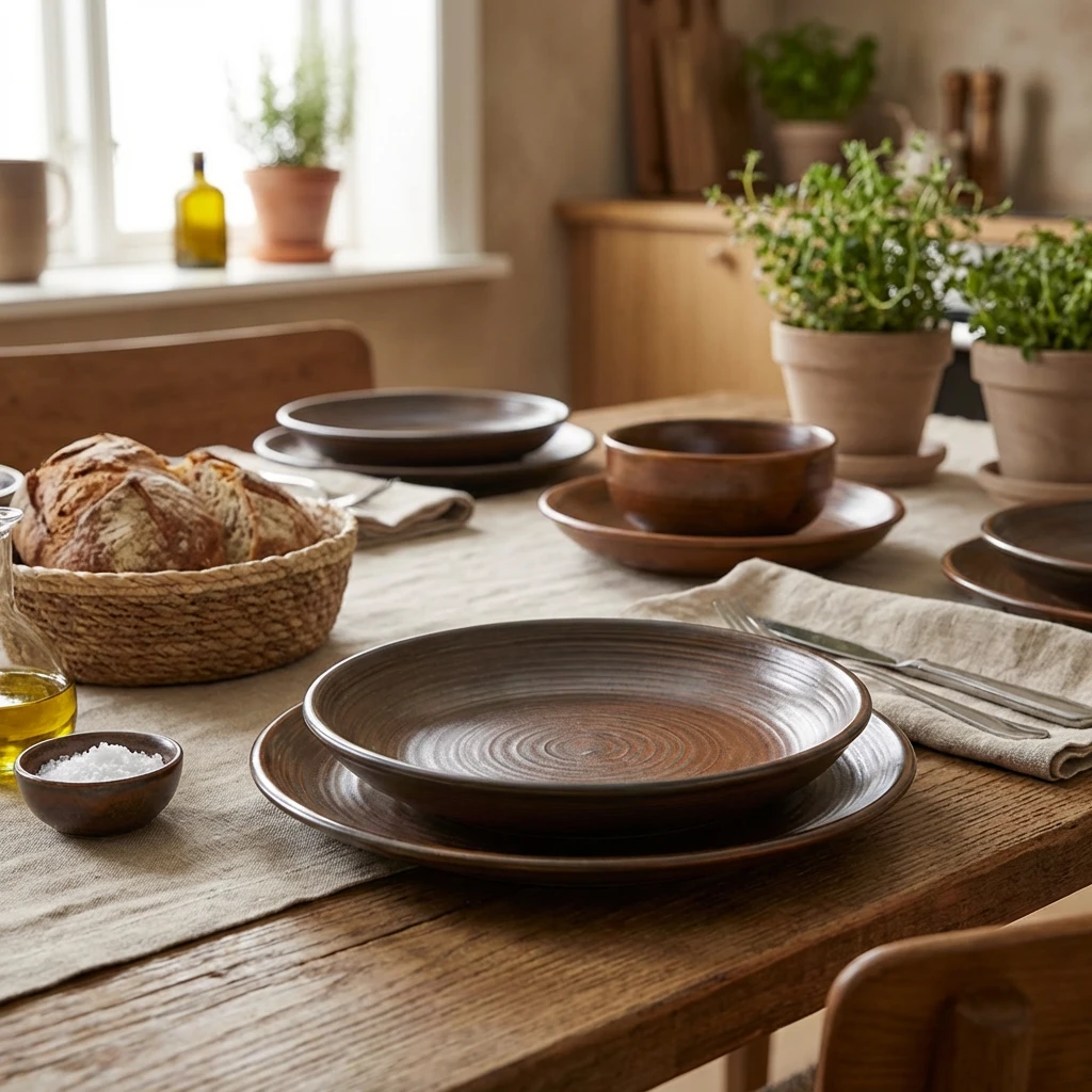 Terra Porcelain Rustic Kobber Deep Coupe Tallerken 25cm DC-PRC25 by Genware color Sort