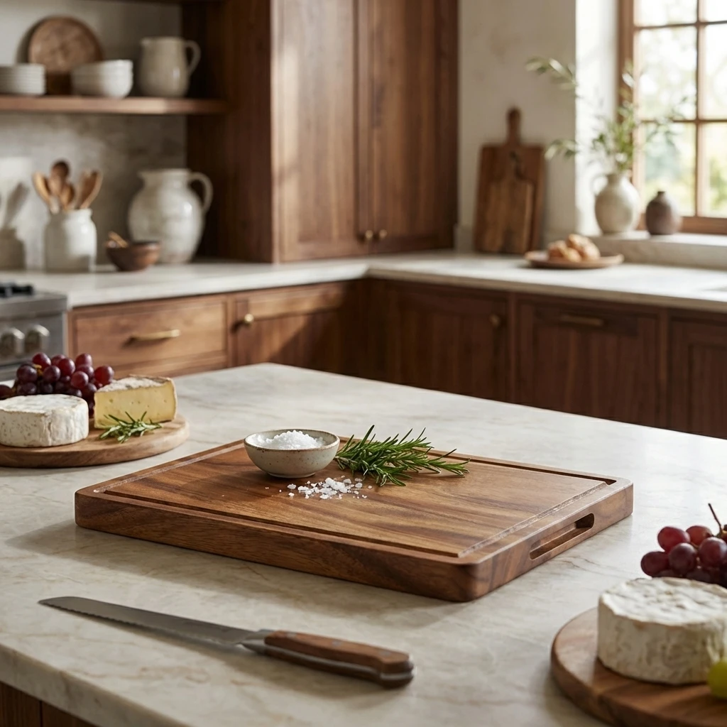 Genware Acacia Wood Serveringsbræt 28 x 20 x 2 cm WSB2820 by Genware color Sort