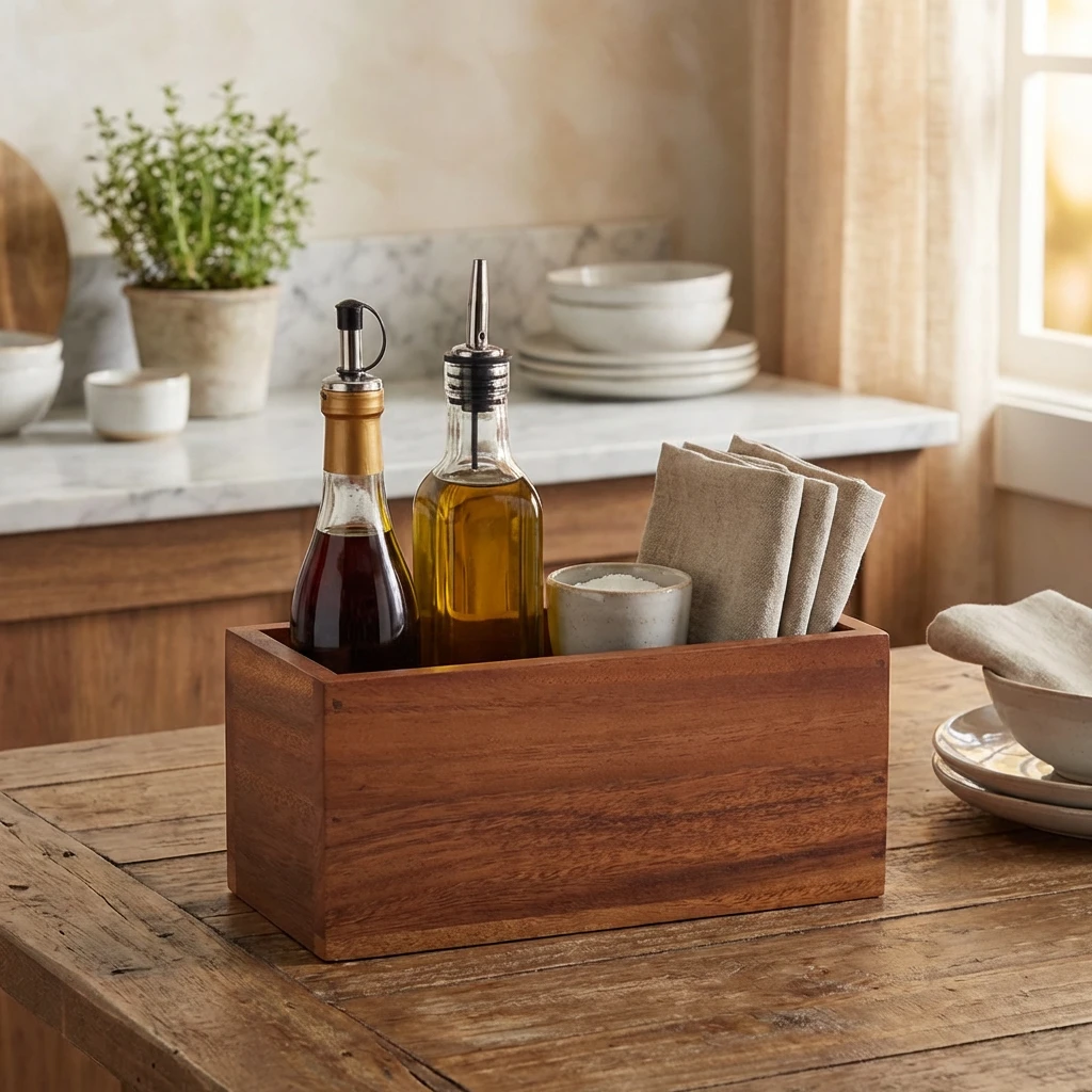 Acacia Wood Table Caddy 23 x 10 x 10 cm DWTC-1 by Genware color Sort