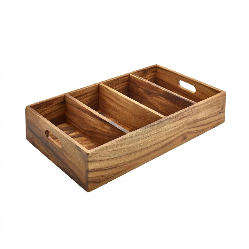 Acacia Wood 4 Bestikindsats med rum WDCT-4 by Genware color Sort