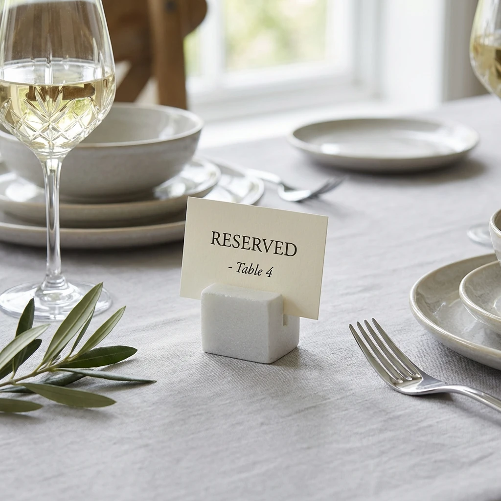 White Marble Sign Holder 3 x 2,5 x 2,5 cm MSH3W by Genware color Sort