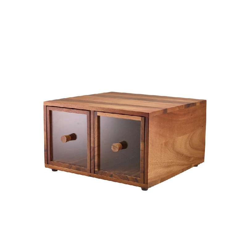 GenWare Acacia Wood Dobbelt Brødkasse WBB-3432 by Genware color Sort