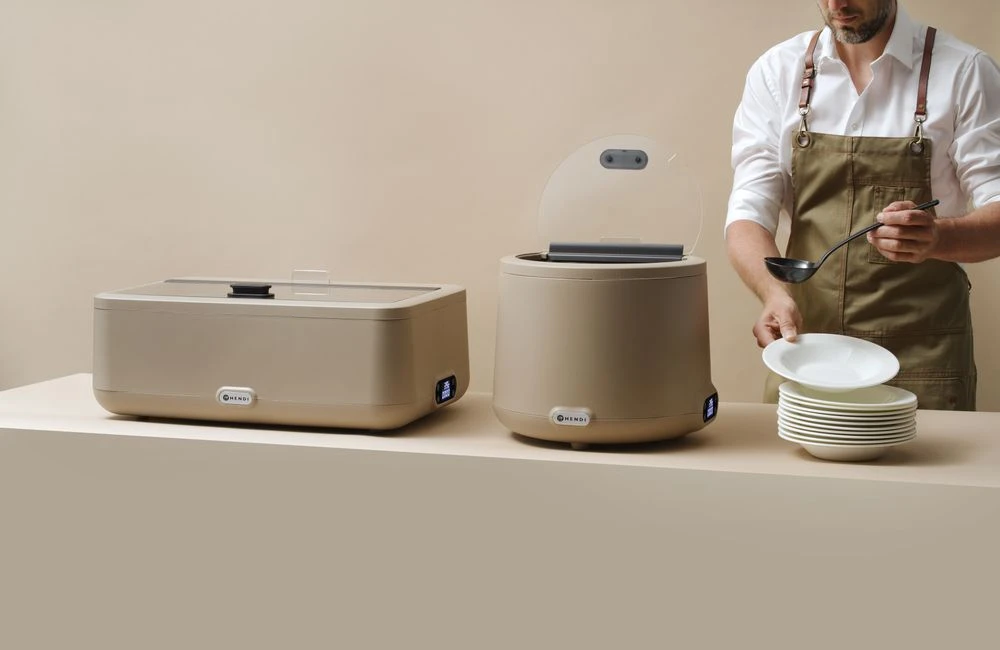 Hendi UNIQ Chafing Dish Beige GN 1/1 Glaslåg 700W 470442 by Hendi color Sort