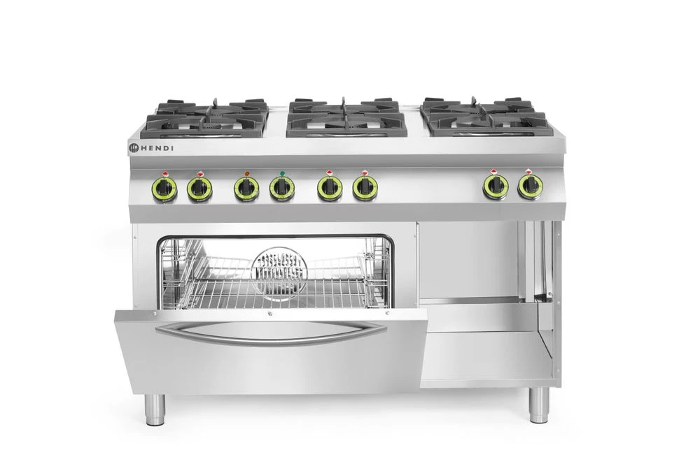 Hendi Kitchen Line Gaskomfur 6 Blus med GN 1/1 Konvektionsovn 225899 by Hendi color Sort