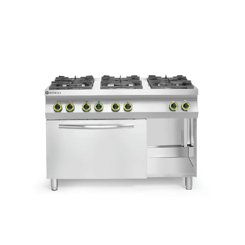 Hendi Kitchen Line Gaskomfur 6 Blus med GN 1/1 Konvektionsovn 225899 by Hendi color Sort