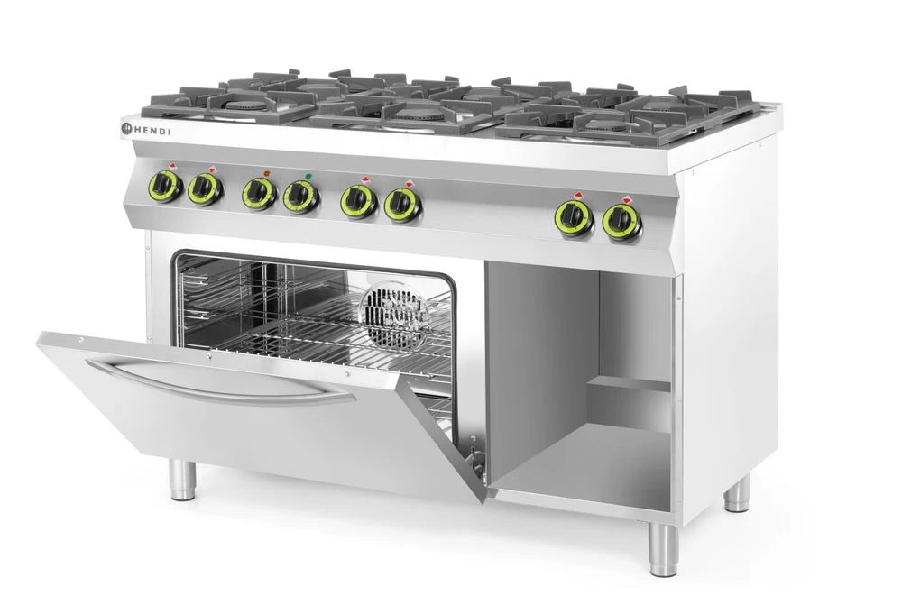 Hendi Kitchen Line Gaskomfur 6 Blus med GN 1/1 Konvektionsovn 225899 by Hendi color Sort