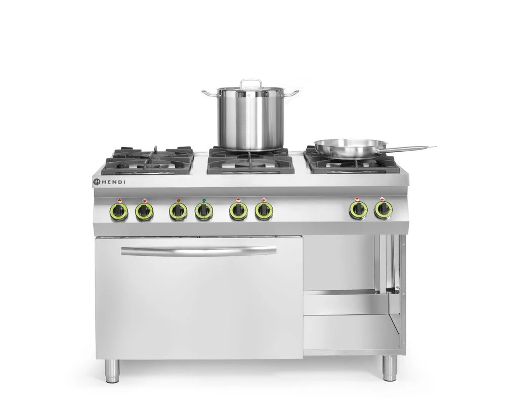 Hendi Kitchen Line Gaskomfur 6 Blus med GN 1/1 Konvektionsovn 225899 by Hendi color Sort