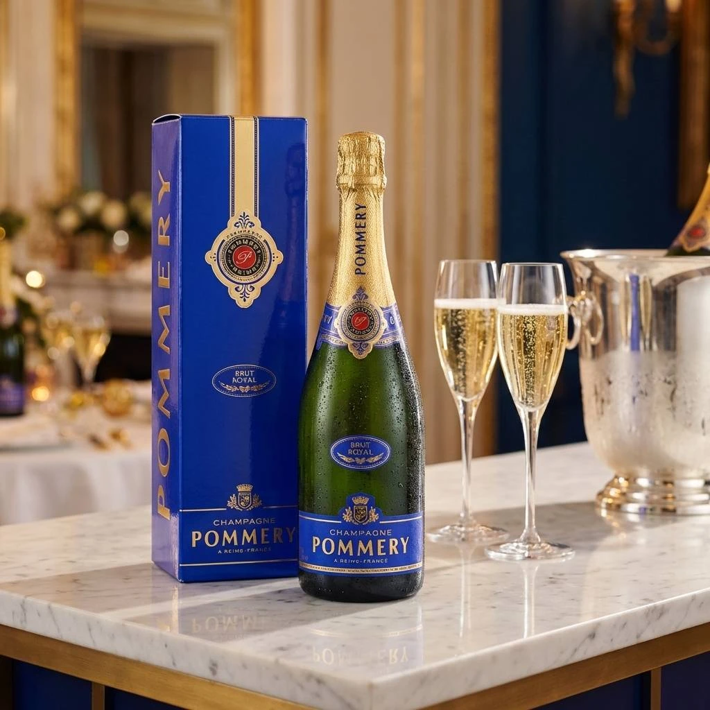 Pommery Brut Royal Champagne med gaveæske 75cl L-25-481-00  color Sort
