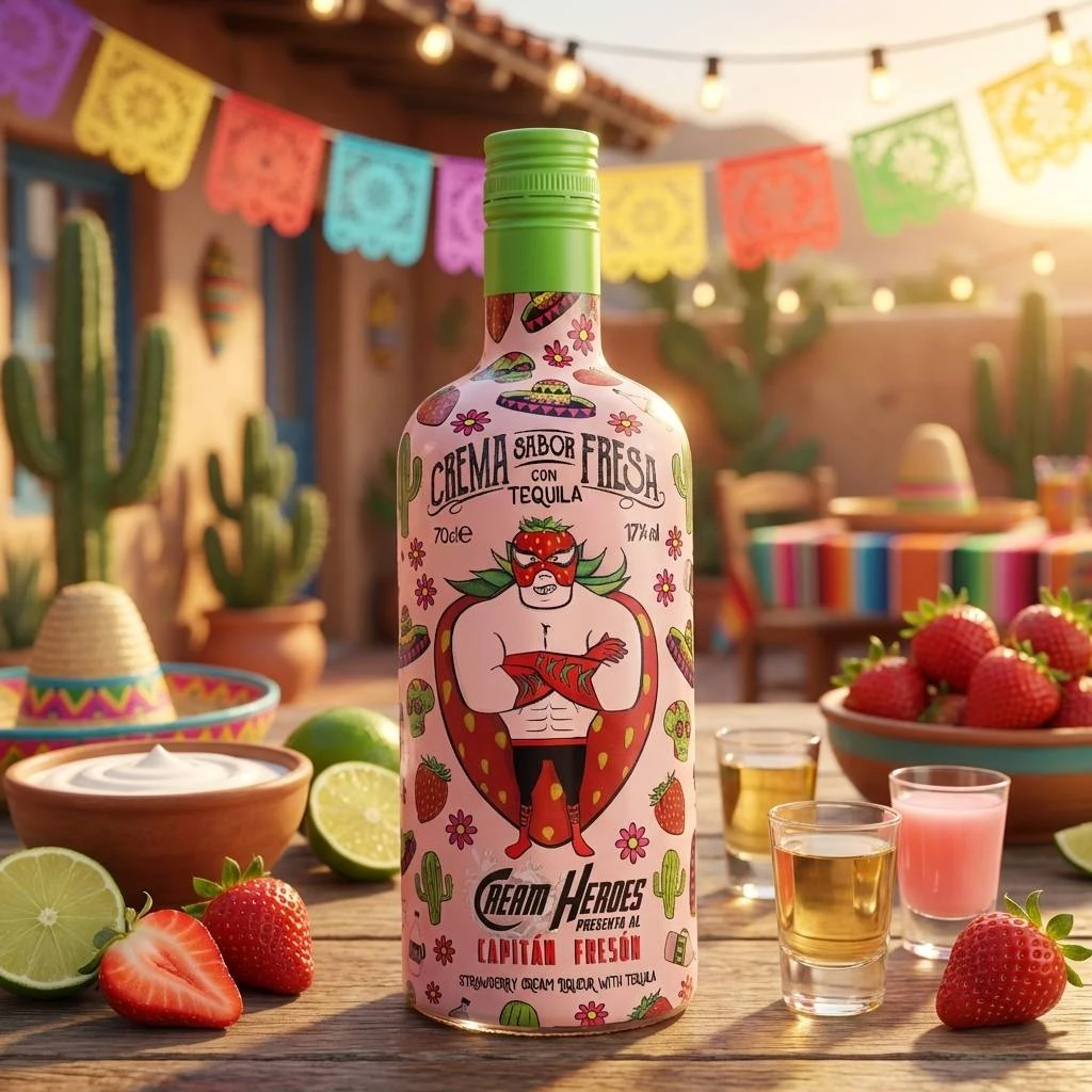 Cream Heroes Captain Freson Jordbær Tequila Likør 70cl L-62-309-00  color Sort