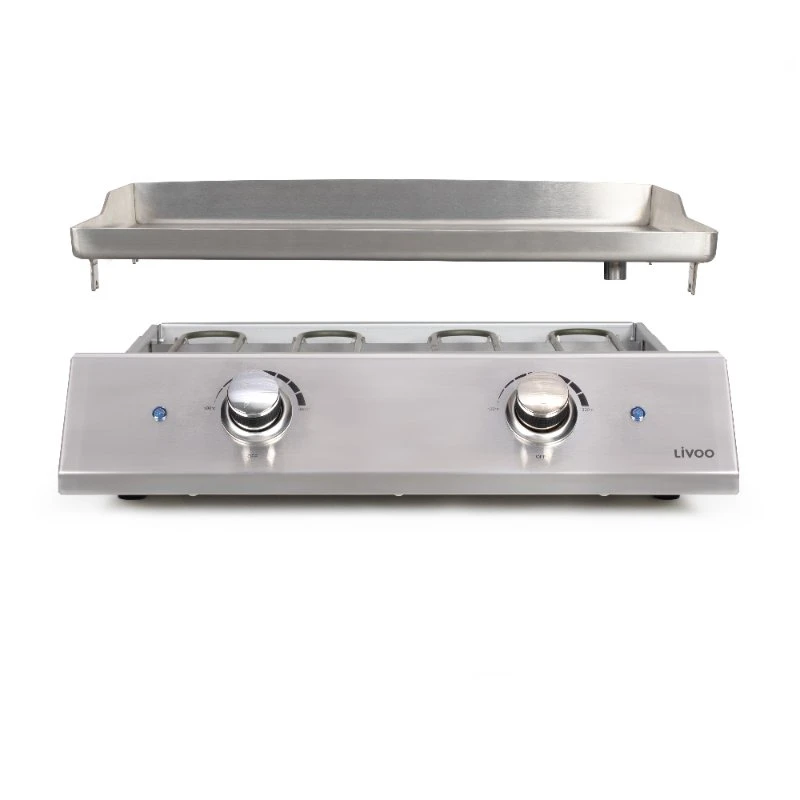 Livoo Plancha Grill Rustfrit Stål med 2 Termostater 96-DOC302  color Sort