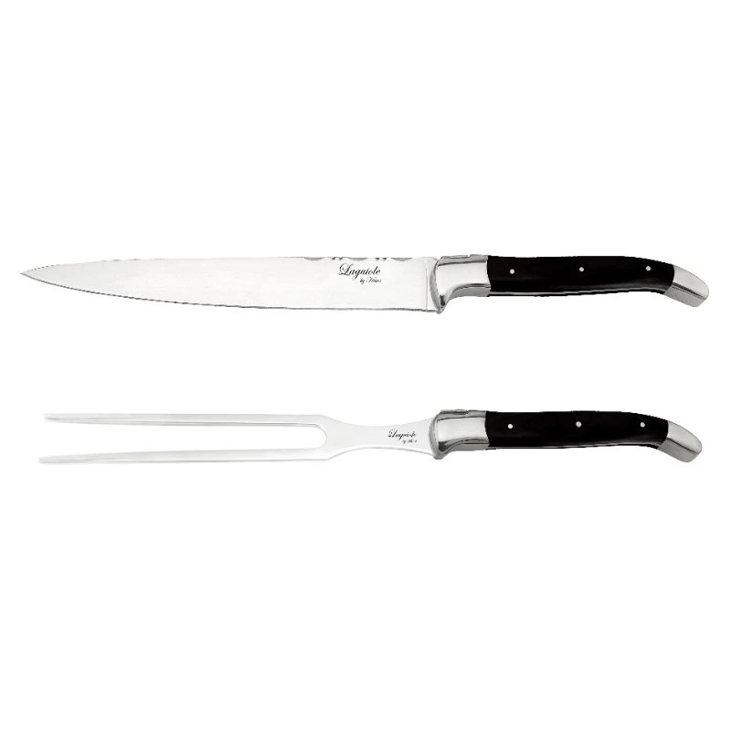 Laguiole by Hâws Udskæringssæt Trancherkniv og Gaffel 2 Dele 30-LG0013Black  color Sort