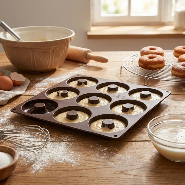 Lurch Flexiform Donutform Silikone 9 huller Brun 26x26cm LU85094 by LURch color Sort